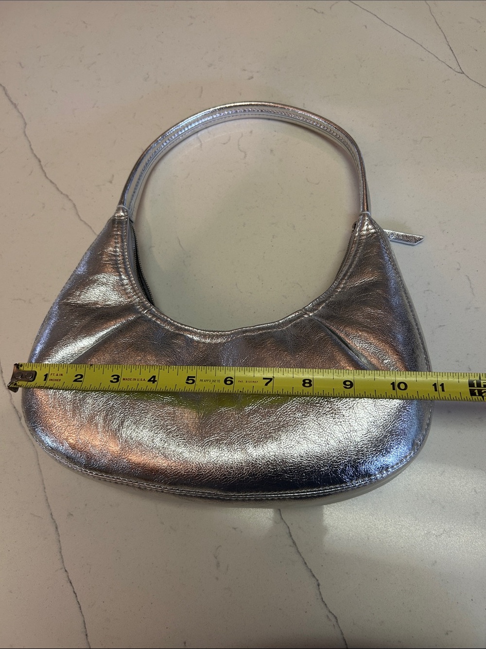 Zara Metallic Silver Crescent Shoulder Bag - Picture 11 of 13